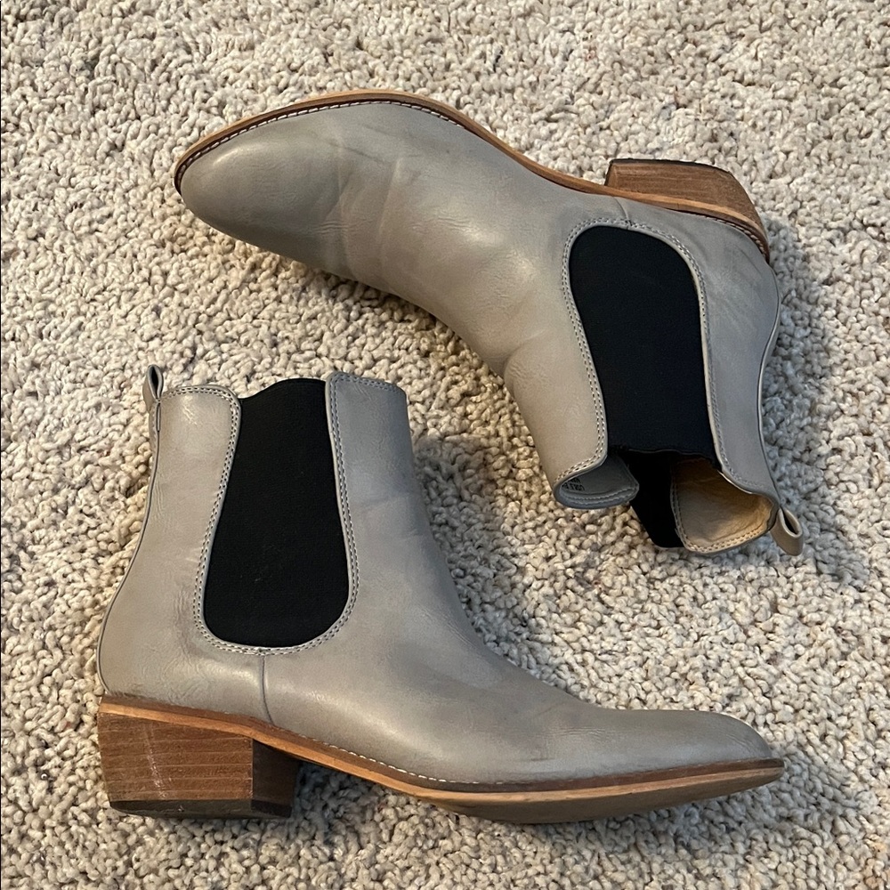 Grey faux leather booties
